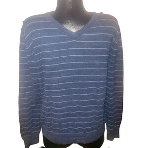 Gap Mens Blue V Neck Striped Sweater M